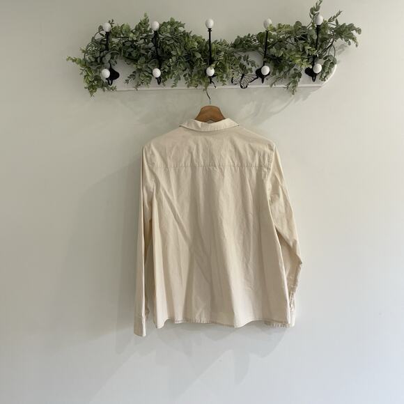 COS Cream Peter Pan Collar Long Sleeve Buttoned Cotton Shirt Size 40 - Picture 5 of 5